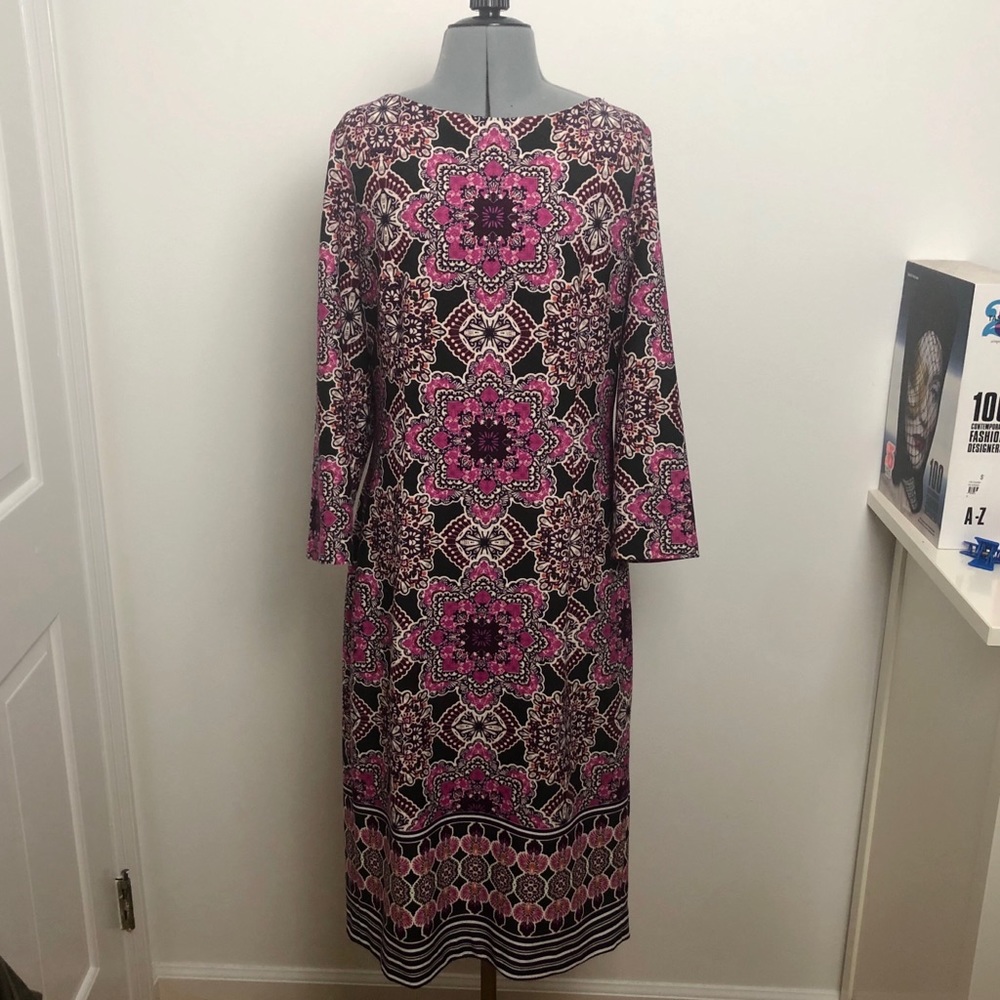 Pink and Black Mandala Sheath Dress